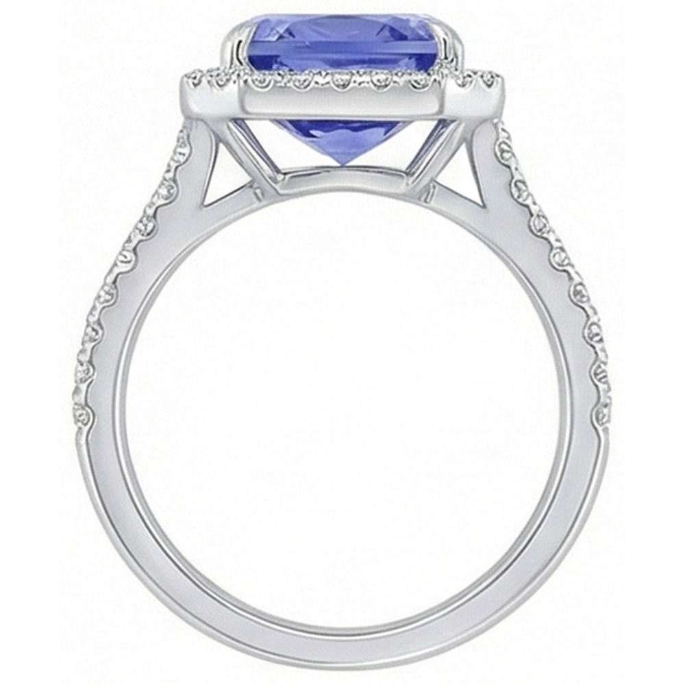 8.81 Ct. Radiant Ceylon Color Sapphire And IGI CERTIFIED Diamonds Engagement Ring