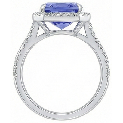 8.81 Ct. Radiant Ceylon Color Sapphire And IGI CERTIFIED Diamonds Engagement Ring