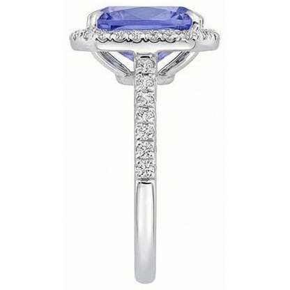 8.81 Ct. Radiant Ceylon Color Sapphire And IGI CERTIFIED Diamonds Engagement Ring