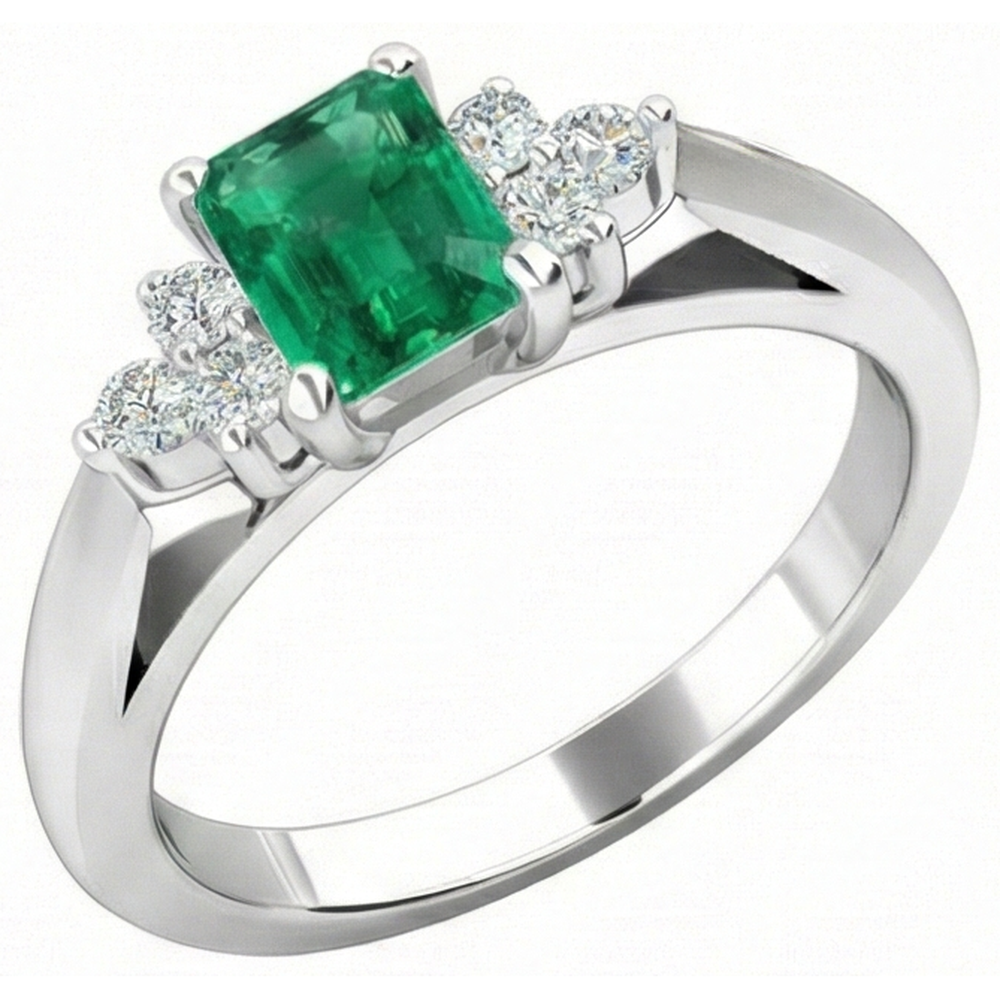 8.90 Carats Green Emerald GIA With White Natural Earth Mined Diamonds Ring 14K White Gold