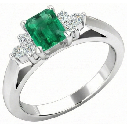 8.90 Carats Green Emerald GIA With White Natural Earth Mined Diamonds Ring 14K White Gold