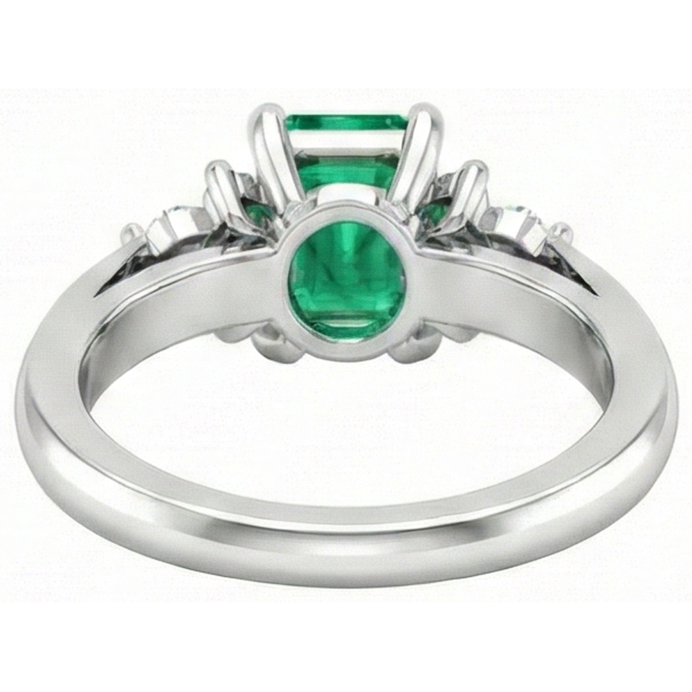 8.90 Carats Green Emerald GIA With White Natural Earth Mined Diamonds Ring 14K White Gold