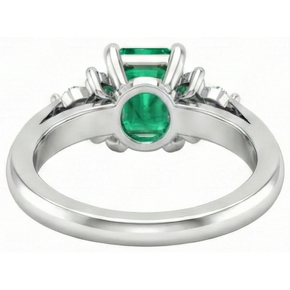 8.90 Carats Green Emerald GIA With White Natural Earth Mined Diamonds Ring 14K White Gold