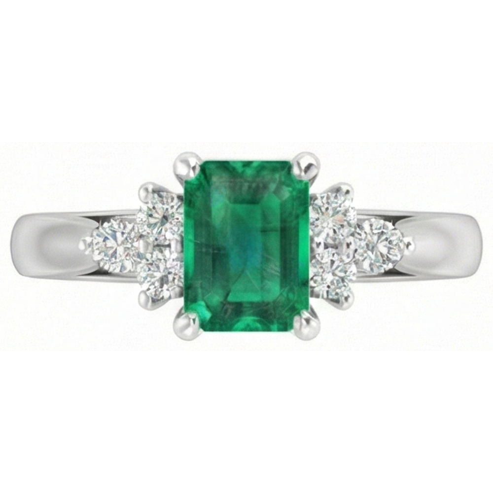 8.90 Carats Green Emerald GIA With White Natural Earth Mined Diamonds Ring 14K White Gold
