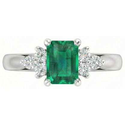 8.90 Carats Green Emerald GIA With White Natural Earth Mined Diamonds Ring 14K White Gold