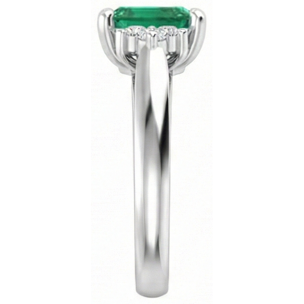 8.90 Carats Green Emerald GIA With White Natural Earth Mined Diamonds Ring 14K White Gold