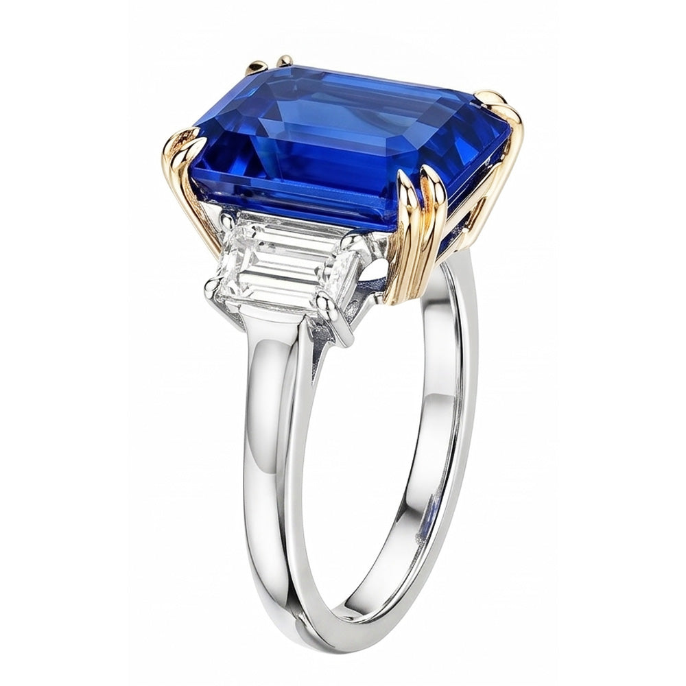8 Carat Blue Sapphire And IGI CERTIFIED Diamond Ring