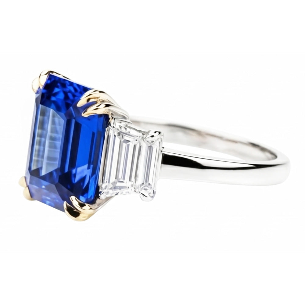 8 Carat Blue Sapphire And IGI CERTIFIED Diamond Ring