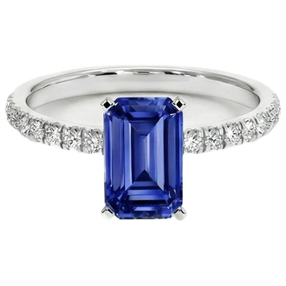 8 Carat Blue Sapphire Ring With Natural Earth Mined Diamonds