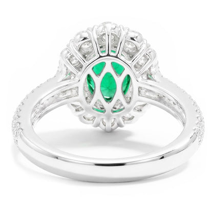 8 Carats Colombian Green Emerald And Natural Earth Mined Diamonds Engagement Ring White Gold 14K