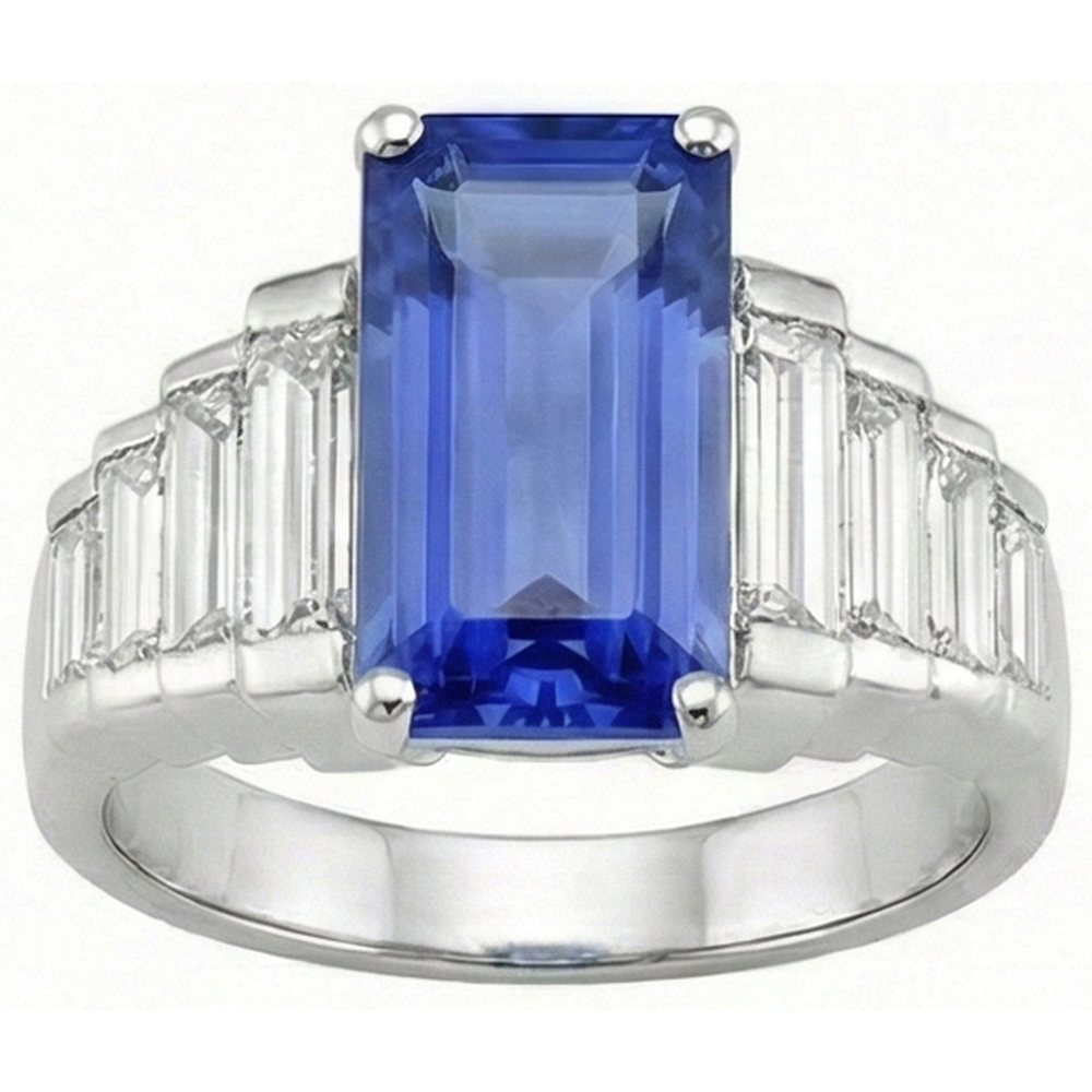 8 Carats Sri Lanka Color Sapphire IGI CERTIFIED Diamond Ring White Gold 14K