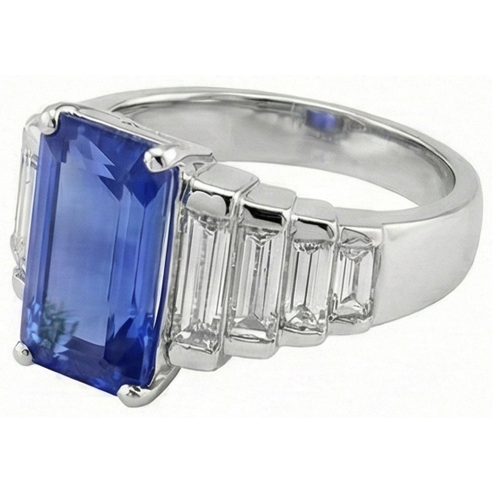 8 Carats Sri Lanka Color Sapphire IGI CERTIFIED Diamond Ring White Gold 14K