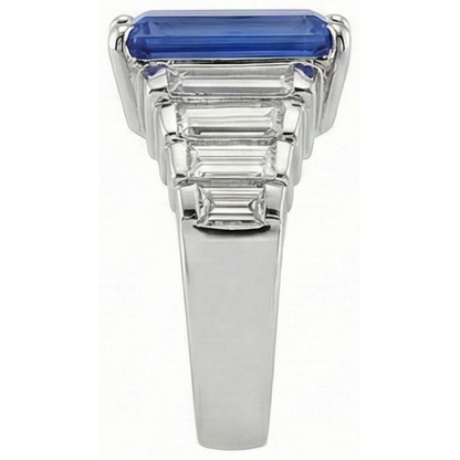8 Carats Sri Lanka Color Sapphire IGI CERTIFIED Diamond Ring White Gold 14K