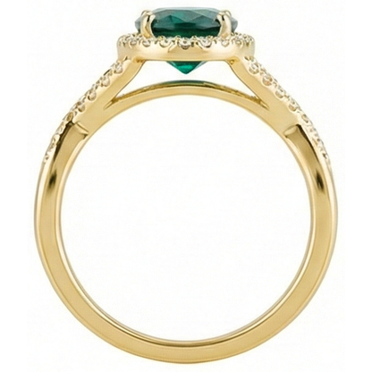 8 Ct Green Emerald GIA Stone Ring With Natural Earth Mined Diamond Jewelry Yellow Gold 14K