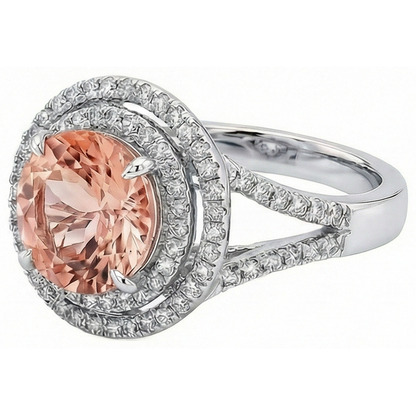 8 Ct Morganite Halo Natural Earth Mined Diamonds Ring White Gold 14K New