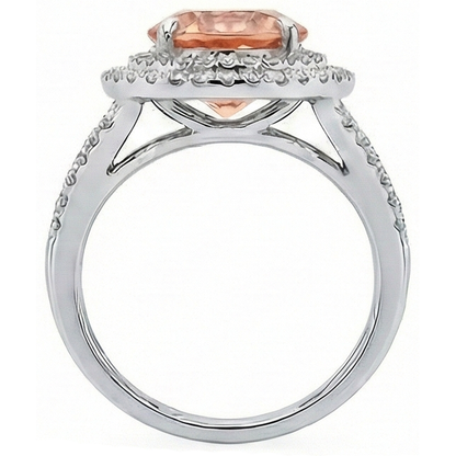 8 Ct Morganite Halo Natural Earth Mined Diamonds Ring White Gold 14K New