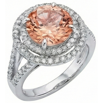 8 Ct Morganite Halo Natural Earth Mined Diamonds Ring White Gold 14K New