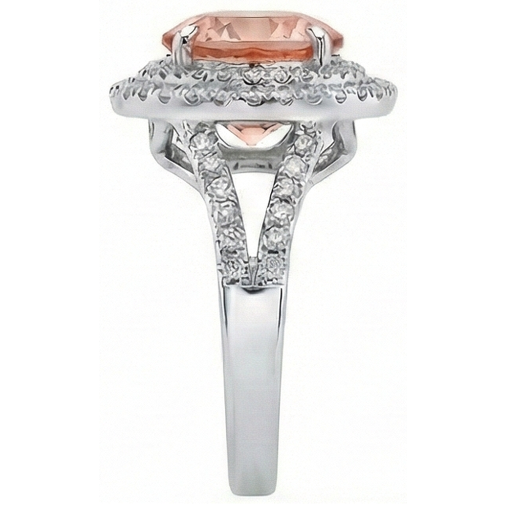 8 Ct Morganite Halo Natural Earth Mined Diamonds Ring White Gold 14K New