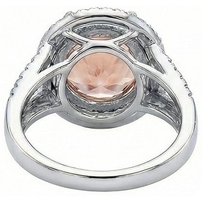 8 Ct Morganite Halo Natural Earth Mined Diamonds Ring White Gold 14K New