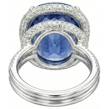8 Ct Oval Sapphire IGI CERTIFIED Diamond Ring
