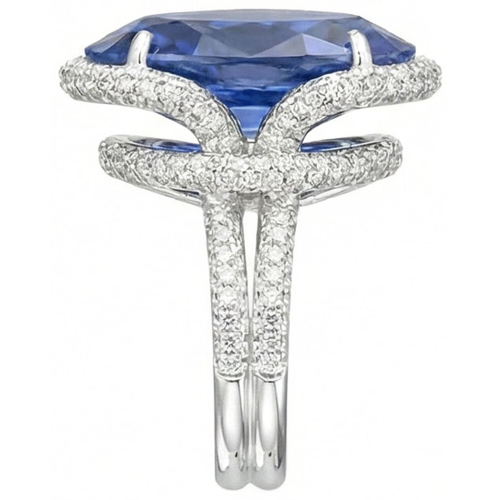 8 Ct Oval Sapphire IGI CERTIFIED Diamond Ring