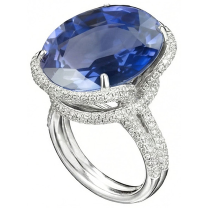 8 Ct Oval Sapphire IGI CERTIFIED Diamond Ring