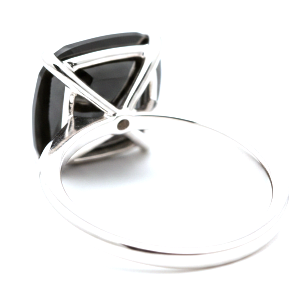 8 Carat Cushion Black Diamond Solitaire Ring Natural 14K White Gold