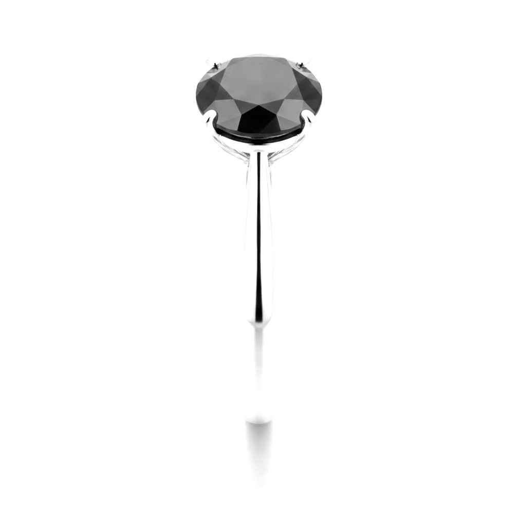 8 Carat Round Black Diamond Solitaire Ring Natural 14K White Gold