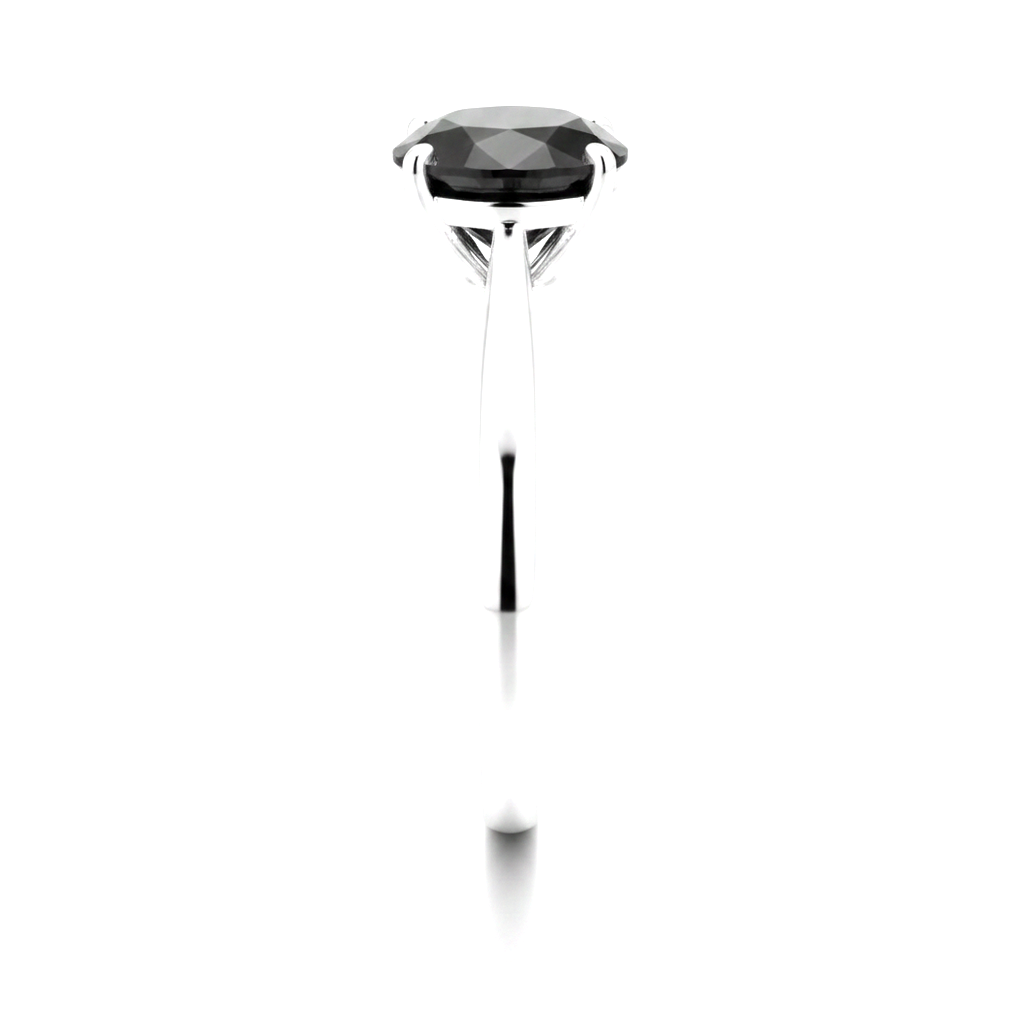 8 Carat Round Black Diamond Solitaire Ring Natural 14K White Gold