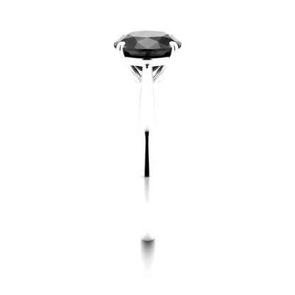 8 Carat Round Black Diamond Solitaire Ring Natural 14K White Gold
