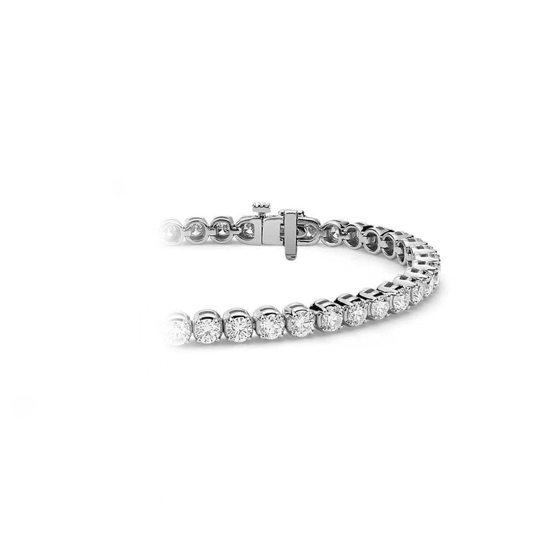 8.10 Carats Round Lab Grown Diamond Tennis Bracelet 45 Stones White Gold 10K
