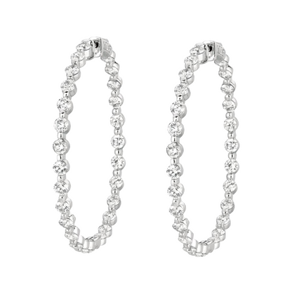 8.32 Carat Prong Setting 15 Pointer Real Natural Earth Mined Diamond Hoop Gold Earring