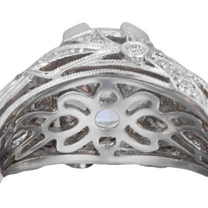 8.3 Carats Lab Grown Diamond Antique Style Anniversary Ring 14K White Gold