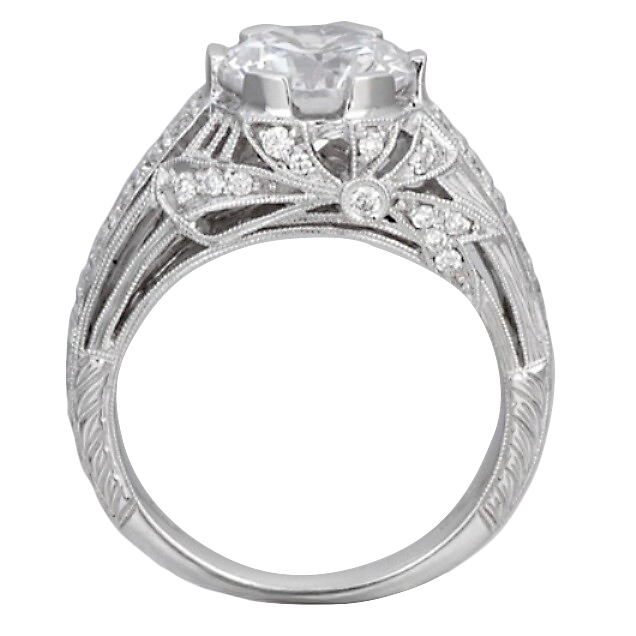 8.3 Carats Lab Grown Diamond Antique Style Anniversary Ring 14K White Gold
