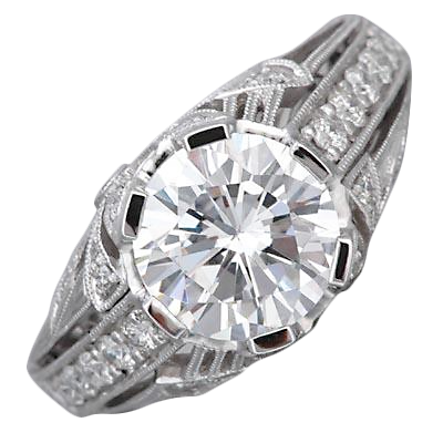 8.3 Carats Lab Grown Diamond Antique Style Anniversary Ring 14K White Gold
