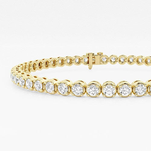 8.40 Carats Sparkling Lab Grown Diamonds Tennis Bracelet Yellow Gold