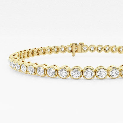 8.40 Carats Sparkling Lab Grown Diamonds Tennis Bracelet Yellow Gold