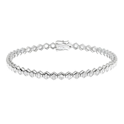 8.40 Ct Half Bezel Set Round Lab Grown Diamond Tennis Bracelet White Gold