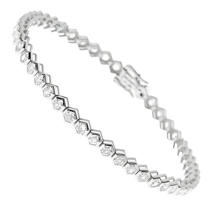 8.40 Ct Half Bezel Set Round Lab Grown Diamond Tennis Bracelet White Gold