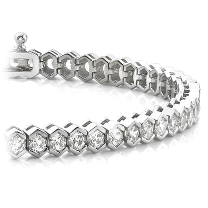 8.40 Ct Half Bezel Set Round Lab Grown Diamond Tennis Bracelet White Gold