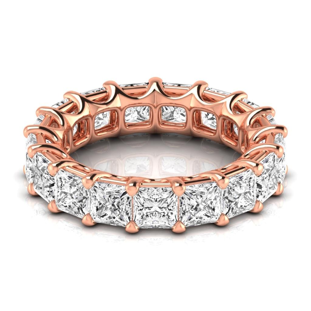 8.5 ct Diamond Princess Cut Rose Gold Sparkling Eternity Band Lab Grown Ring