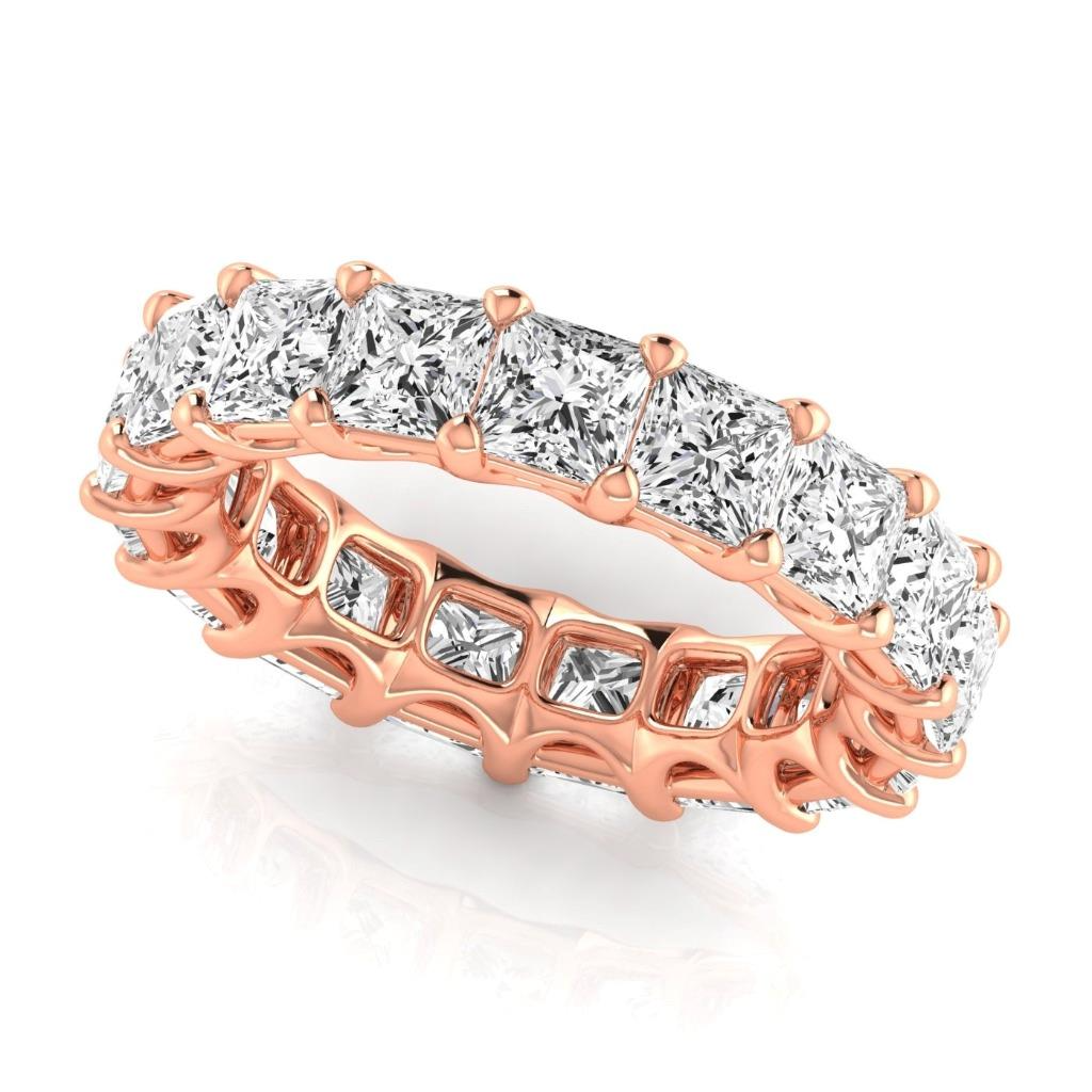 8.5 ct Diamond Princess Cut Rose Gold Sparkling Eternity Band Lab Grown Ring