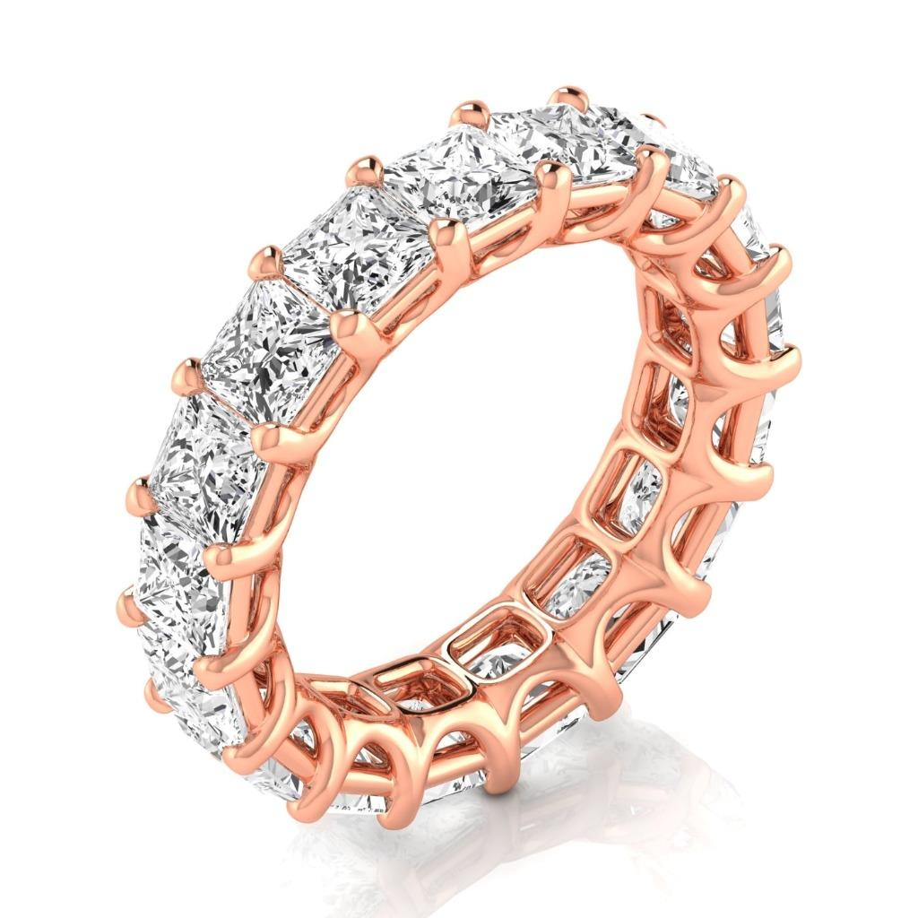 8.5 ct Diamond Princess Cut Rose Gold Sparkling Eternity Band Lab Grown Ring
