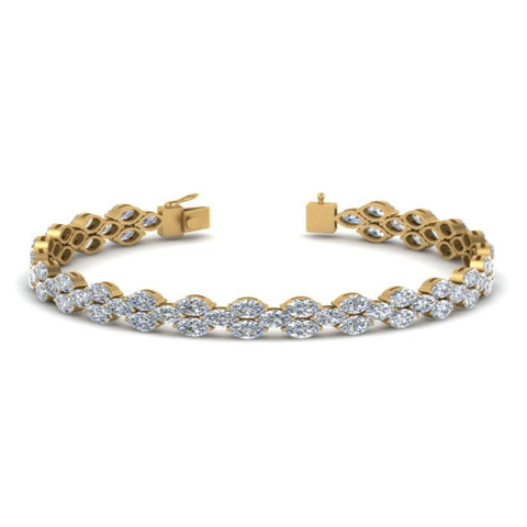 8.80 Ct Marquise Cut Lab Grown Diamond Tennis Bracelet Solid Yellow Gold 10K