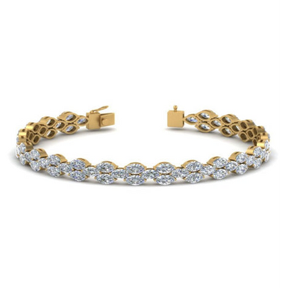 8.80 Ct Marquise Cut Lab Grown Diamond Tennis Bracelet Solid Yellow Gold 10K