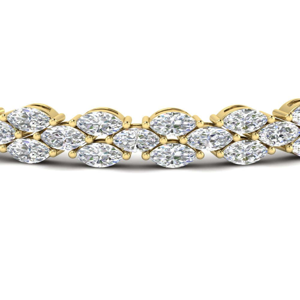 8.80 Ct Marquise Cut Lab Grown Diamond Tennis Bracelet Solid Yellow Gold 10K