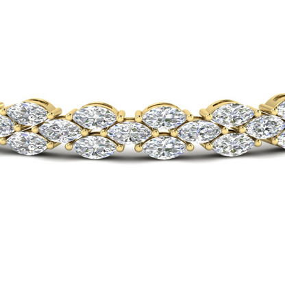 8.80 Ct Marquise Cut Lab Grown Diamond Tennis Bracelet Solid Yellow Gold 10K