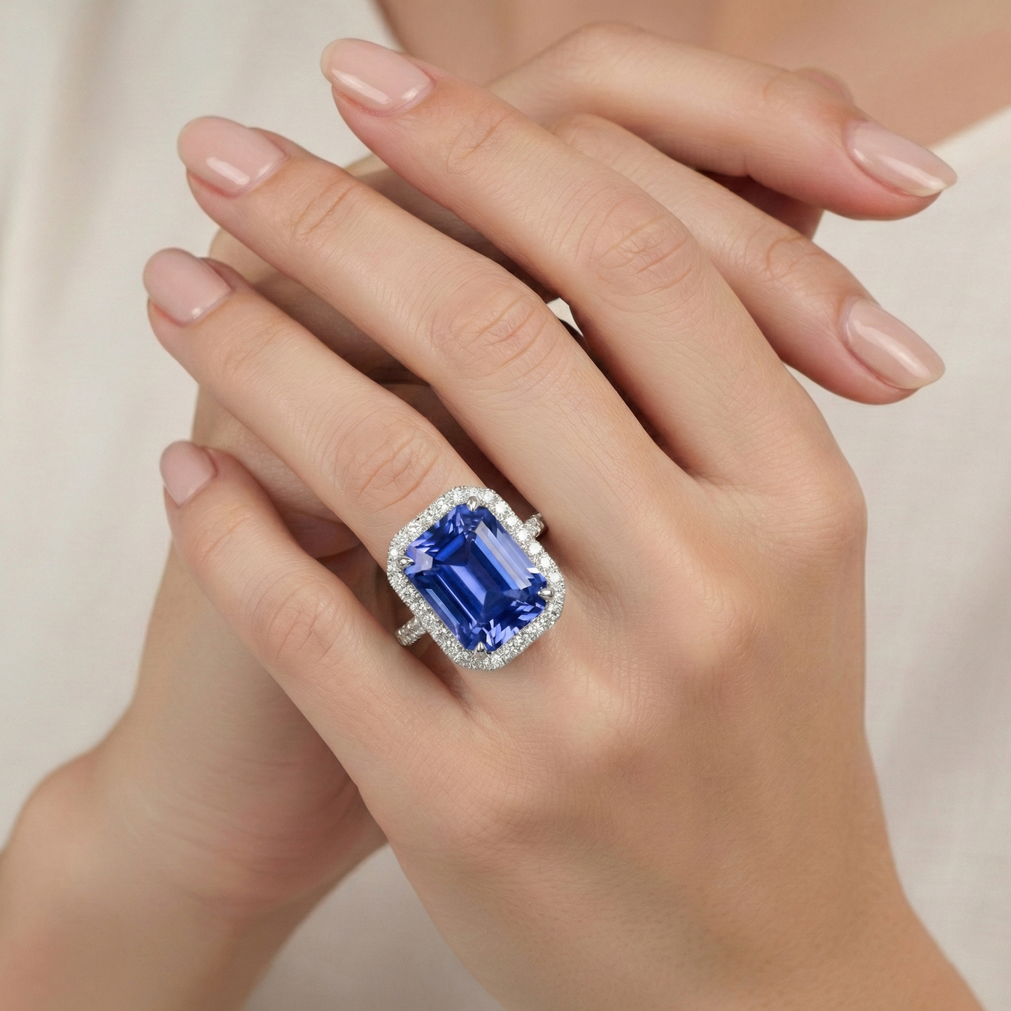 8.81 Ct. Radiant Ceylon Color Sapphire And IGI CERTIFIED Diamonds Engagement Ring
