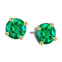 8 Carat Women’s Green Emerald Stud Earrings Round Cut