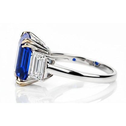 8 Carat Blue Sapphire And Natural Earth Mined Diamond Ring